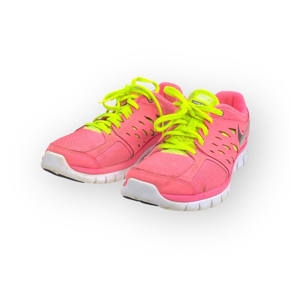 Nike ✔︎ Flex Run GS Running Shoes Sneakers ✔︎ Pink + Yellow ✔︎ 38 8M 6.5Y - Picture 7 of 16